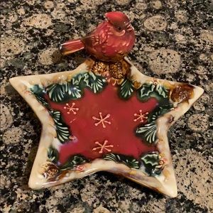 Ceramic Bird Platter Christmas